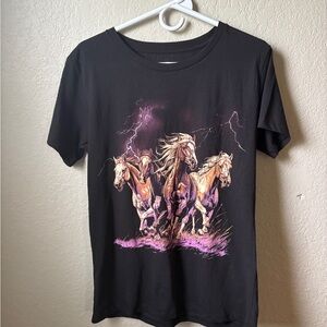 Hills & Valleys Horse Lightning Graphic T-Shirt – Black – Size Large – NWOT